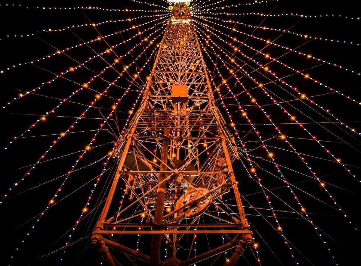 light tower on night