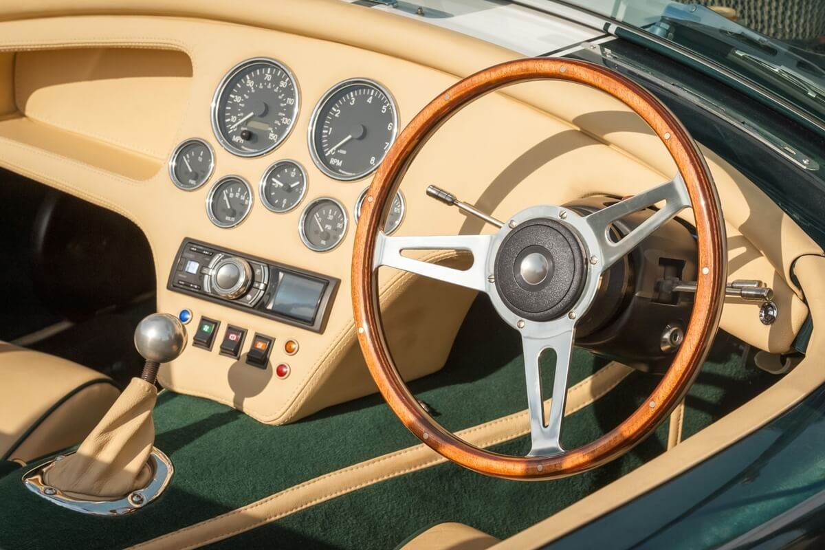 a classic sports car interior